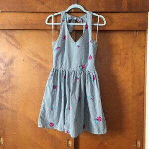 Striped halter dress with roses